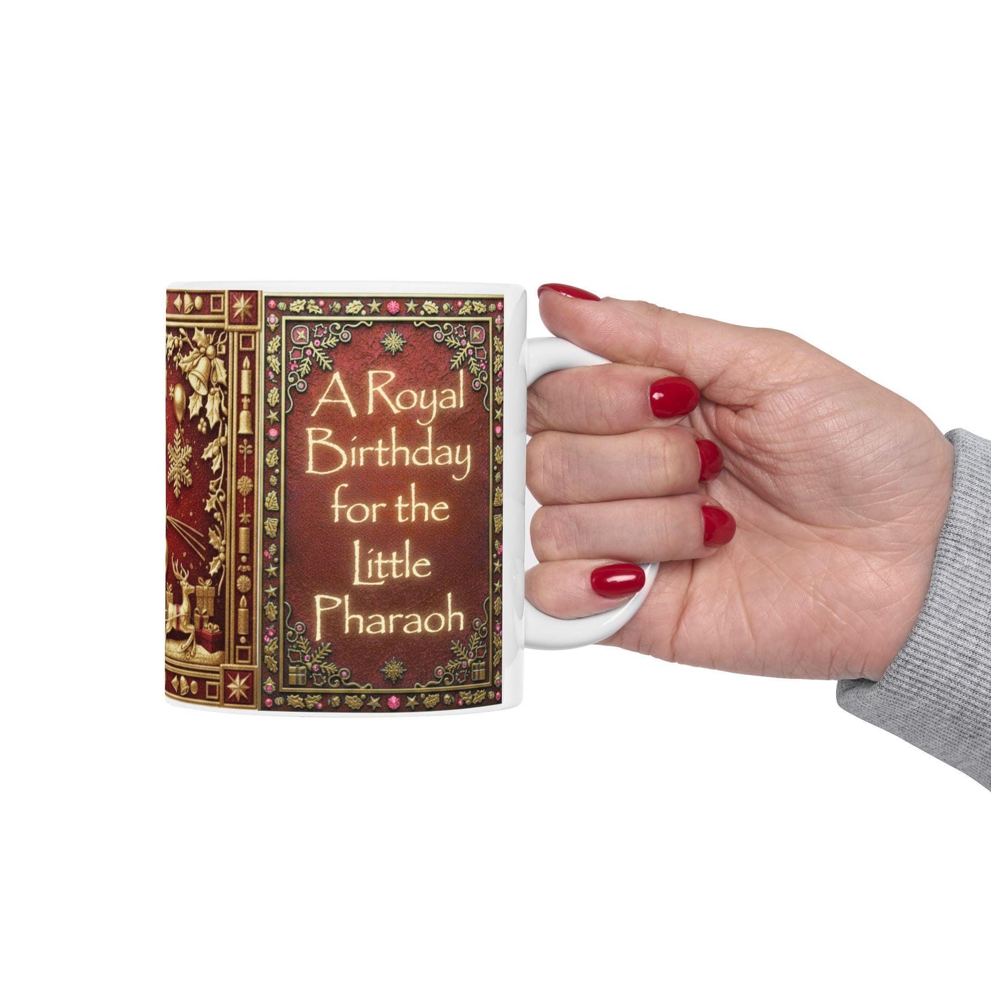 Happy Birthday gold ornament design Mug “A Royal Birthday for the Little Pharaoh” Mug Design | Ceramic coffee cup