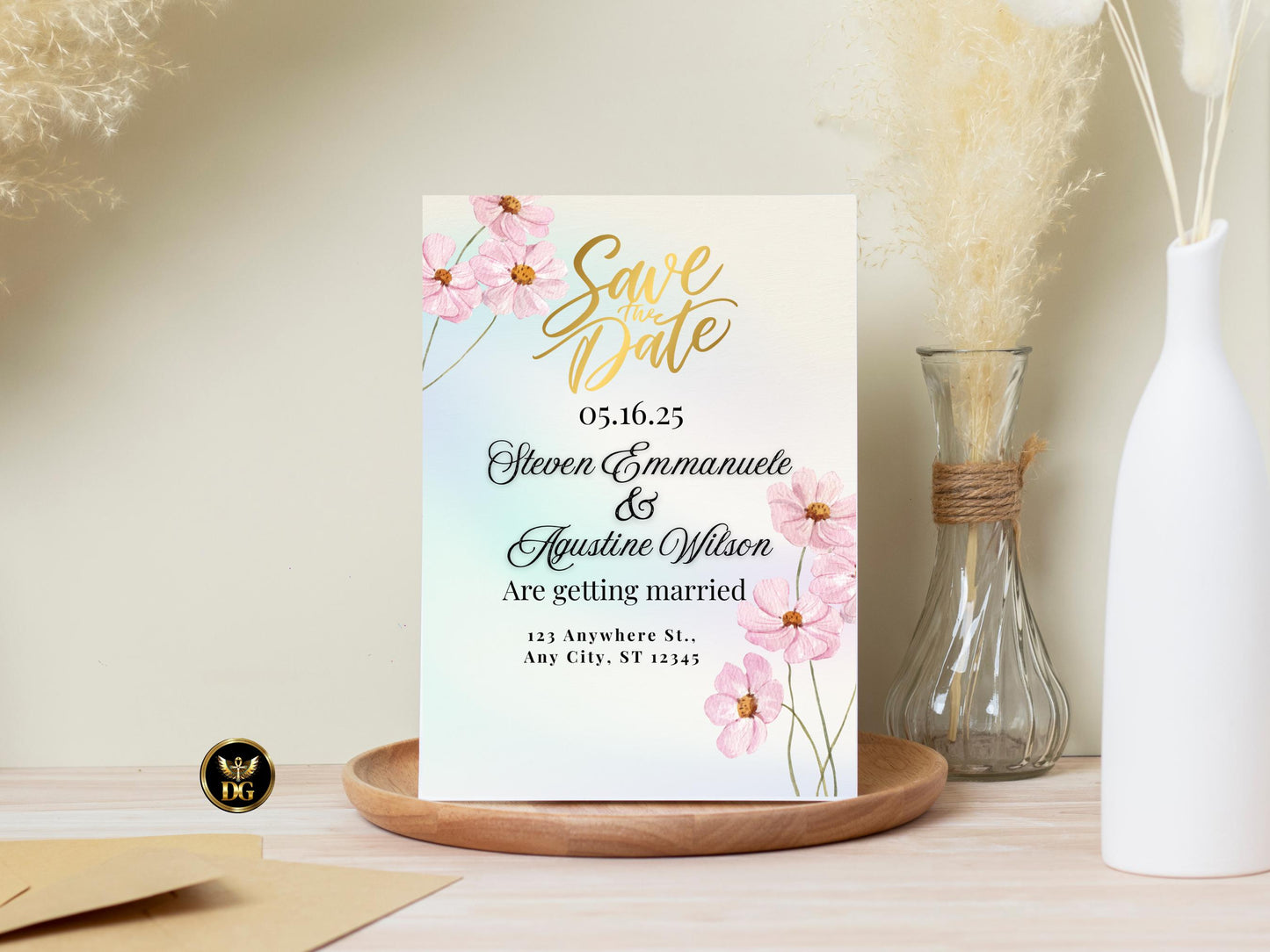 Elegant Cherry Blossom Wedding Invitation Suite: Pink Floral (Digital Download)Printable Invitation Template Editable Canva Instant Download
