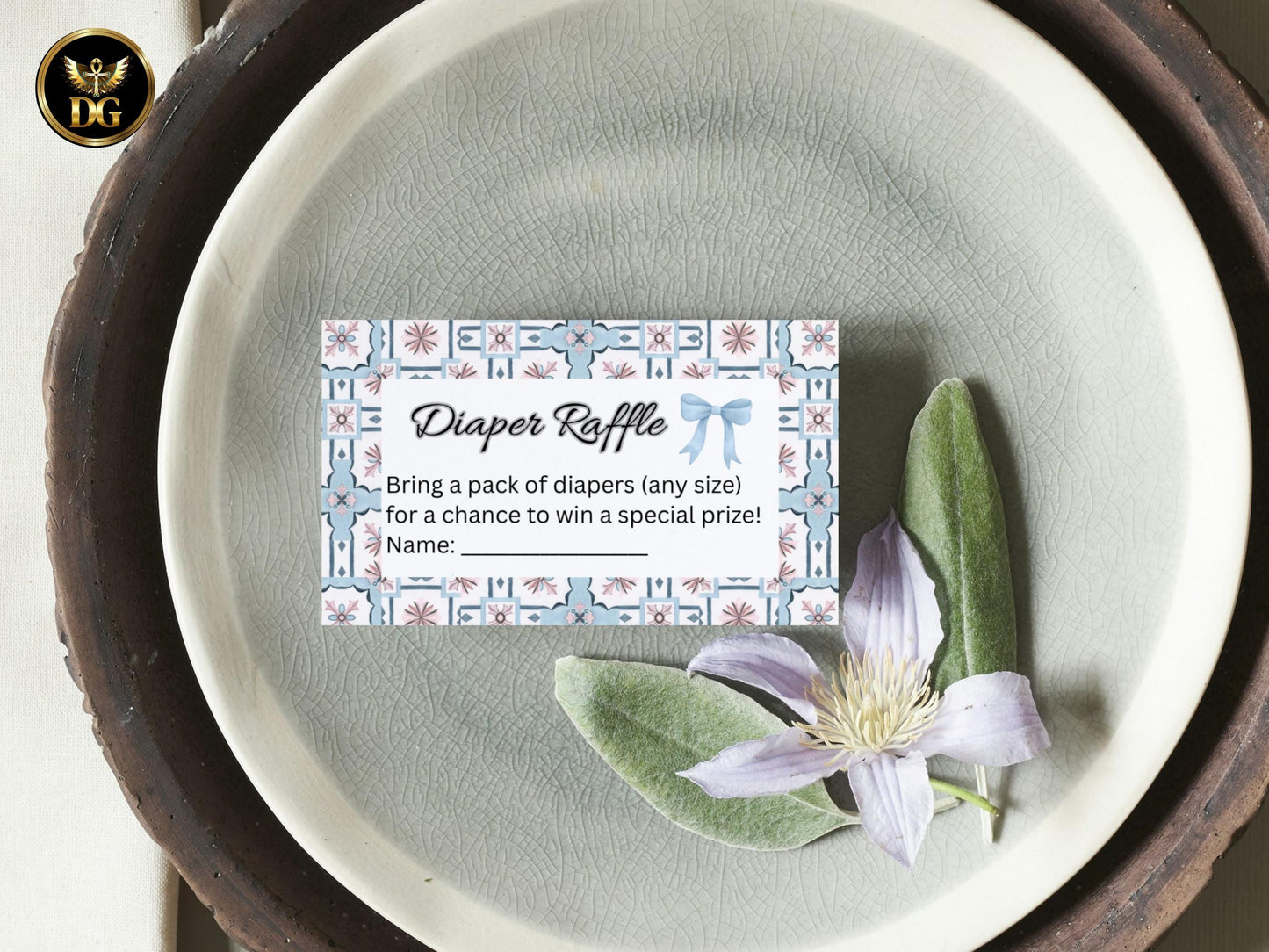 Editable Blue Baby Shower Invitation Set | Boy Baby Shower Template with Diaper Raffle & Book for Baby Cards | Canva Printable Invite