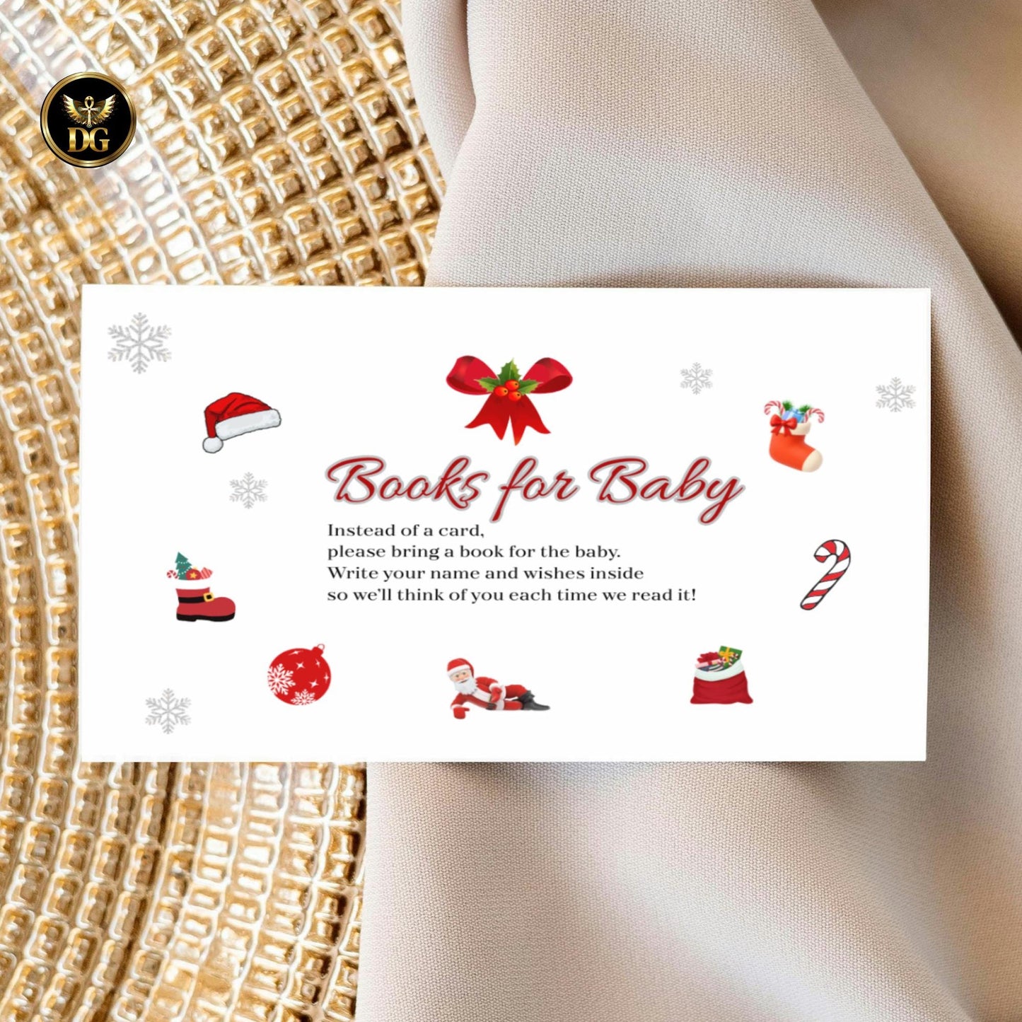Editable Christmas Baby Shower Bundle | 4 Red & White Holiday Invitation Templates | Santa Baby Canva Set | Winter Baby Shower Cards