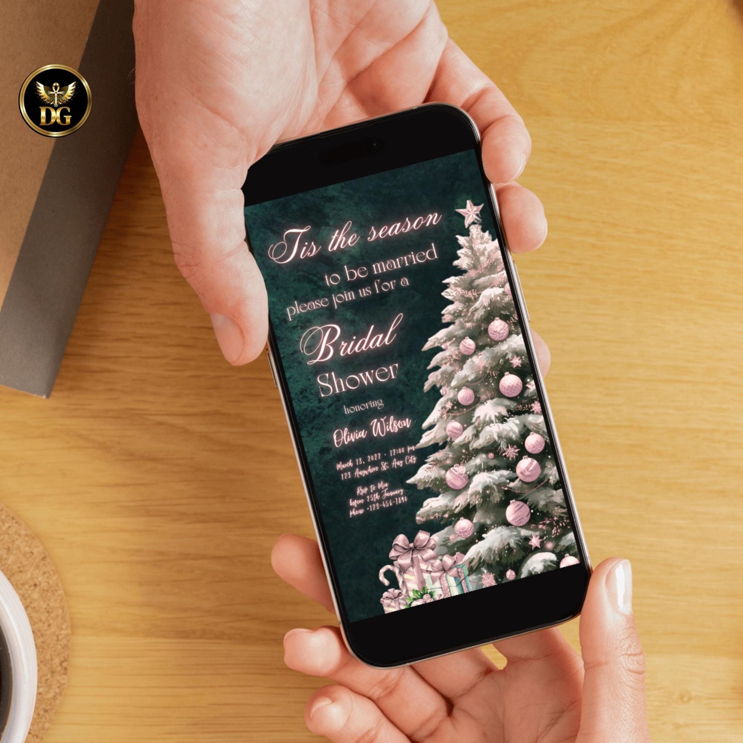 Tis The Season to Be Married Bridal Shower Invitation Set Christmas Bridal Shower Invite Holiday Emeraled Green Template Winter Wedding