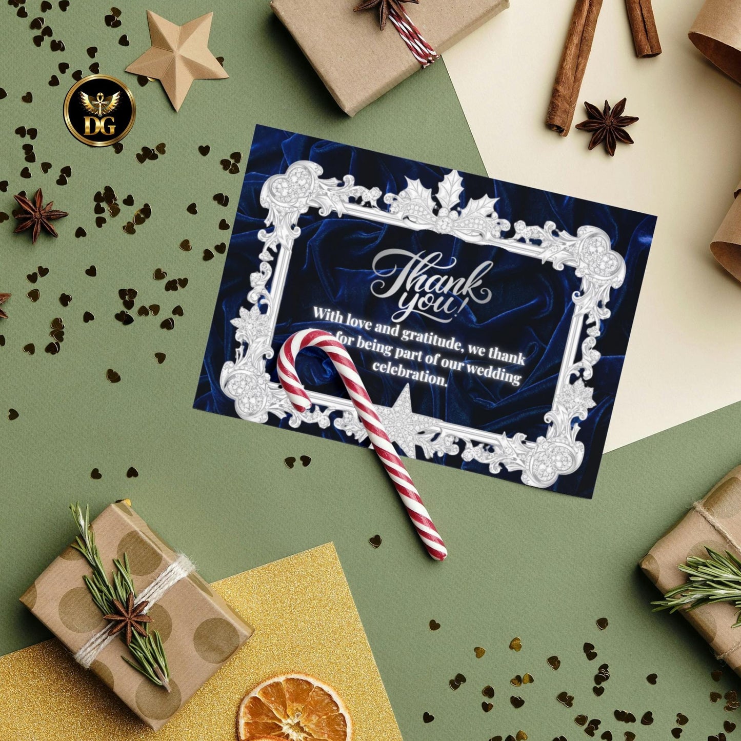 Navy Velvet Christmas wedding Invitation Bundle Canva 8 Cards