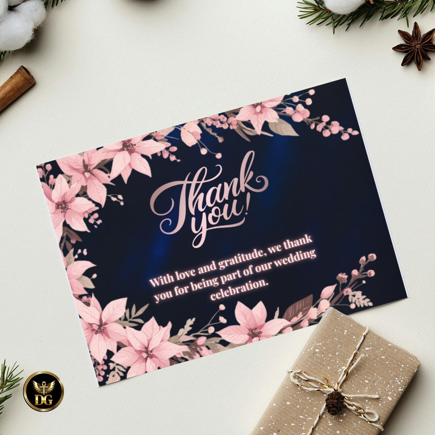 Dusty Pink & Navy Velvet Wedding Bundle | Christmas Poinsettia Floral Suite Editable Canva Invitation Set | Winter Holiday Wedding Templates