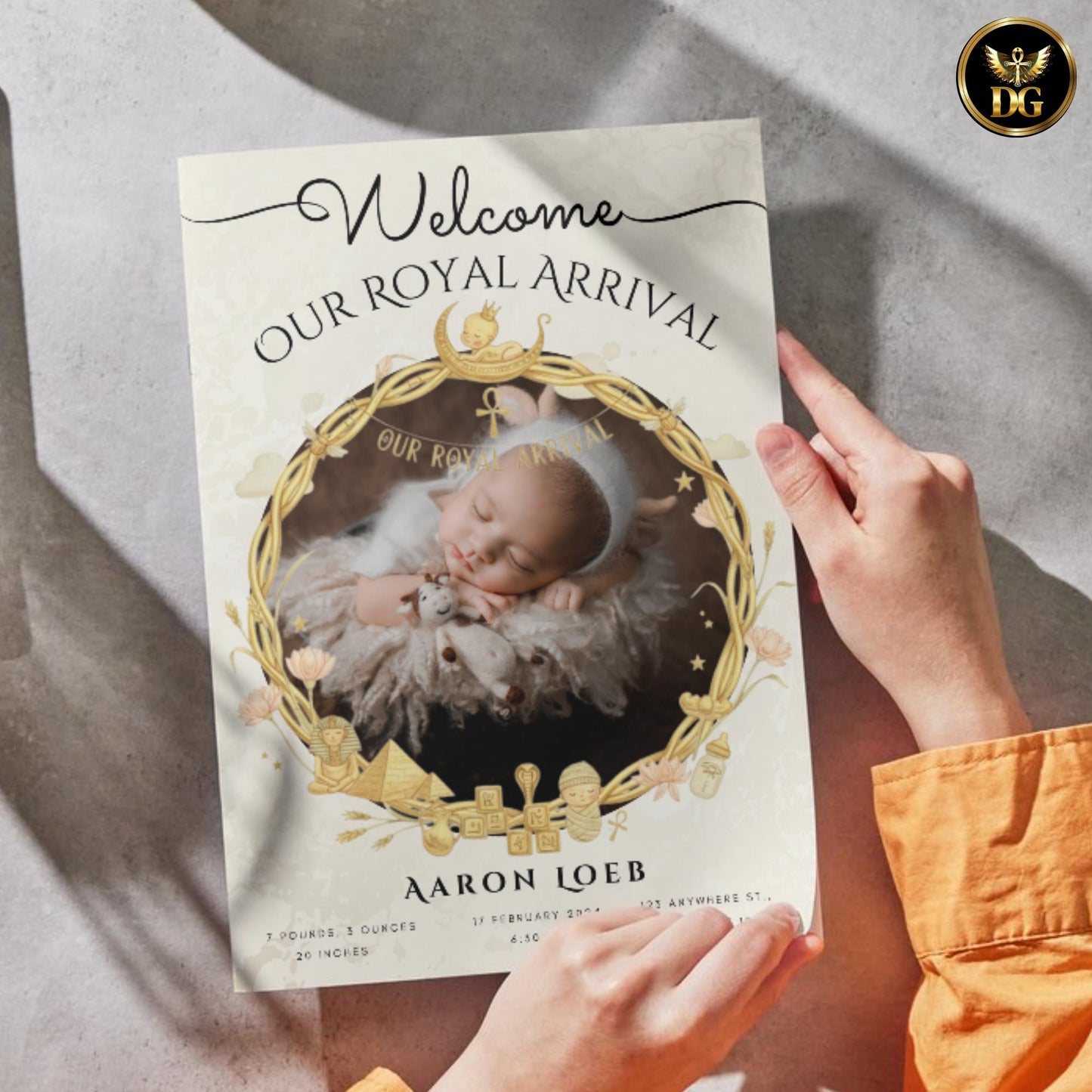 Our Royal Arrival – Newborn Photo Card | Egyptian Inspired Design– Newborn Card