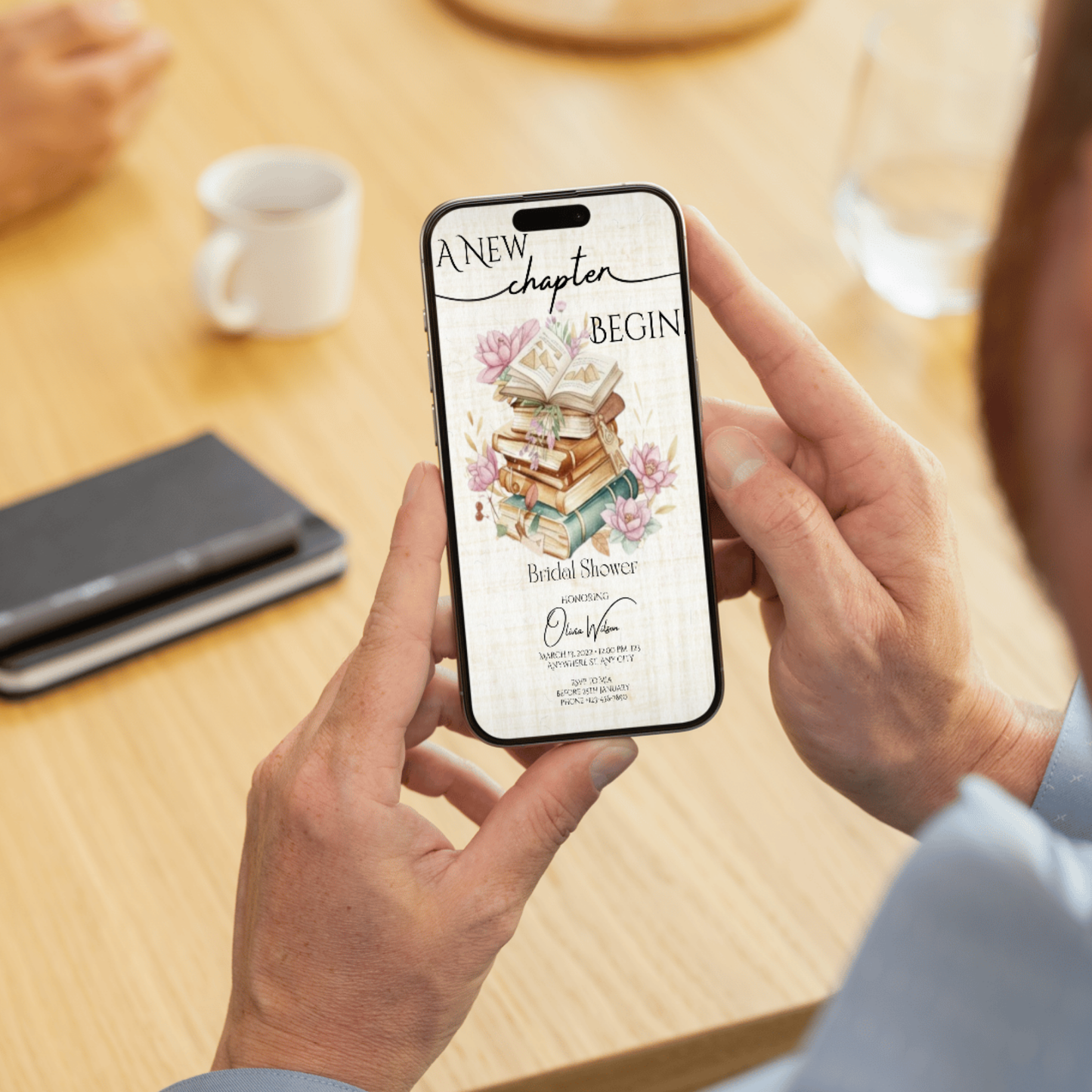 Funeral Invitation Template White Background with Soft Mauve Florals Editable Canva Memorial Digital Download