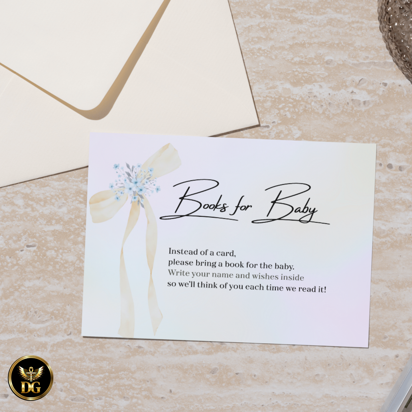 Yellow Ribbon Bow Baby Shower Invitation | Pastel Pink & Blue Editable Canva Template