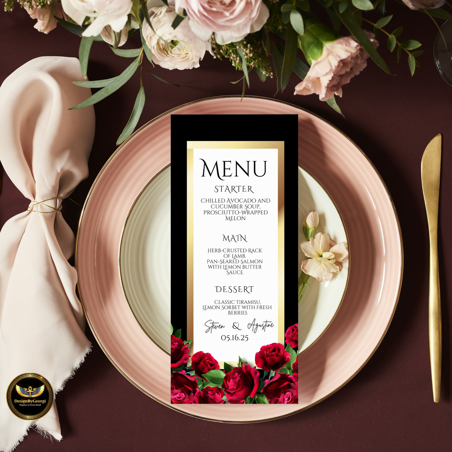 Elegant Rose Wedding Invitation Suite  Editable Canva Template | Save the Date, RSVP & More (Digital Download) Printable Invitation Template