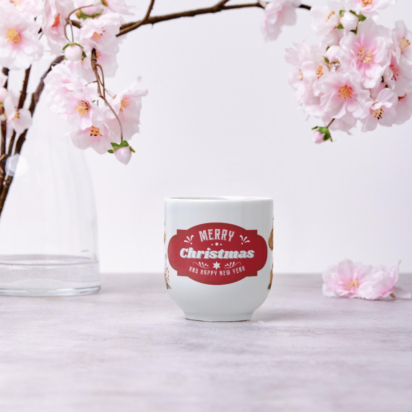 Cute Puppy in Santa Hat Mug | Merry Christmas Holiday Coffee Cup