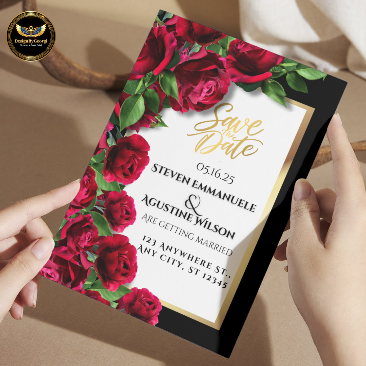 Elegant Rose Wedding Invitation Suite  Editable Canva Template | Save the Date, RSVP & More (Digital Download) Printable Invitation Template