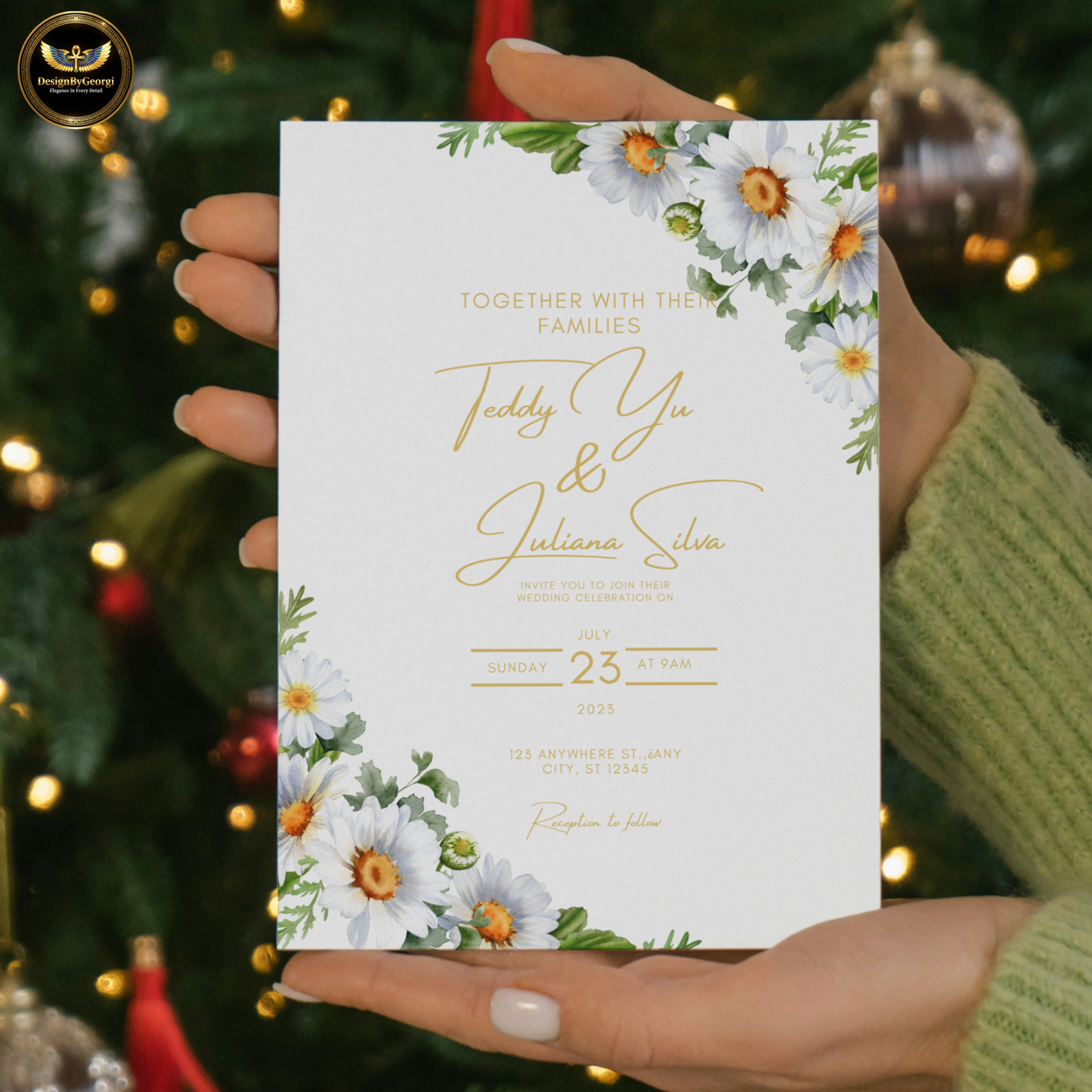 White Daisy Invite, Minimal Wedding, Editable Canva, Digital Wedding, Modern Invite, Printable Cards, Garden Wedding, Elegant Wedding, Corner Flower, Instant Download, Bridal Shower, Romantic Invite, Simple Wedding