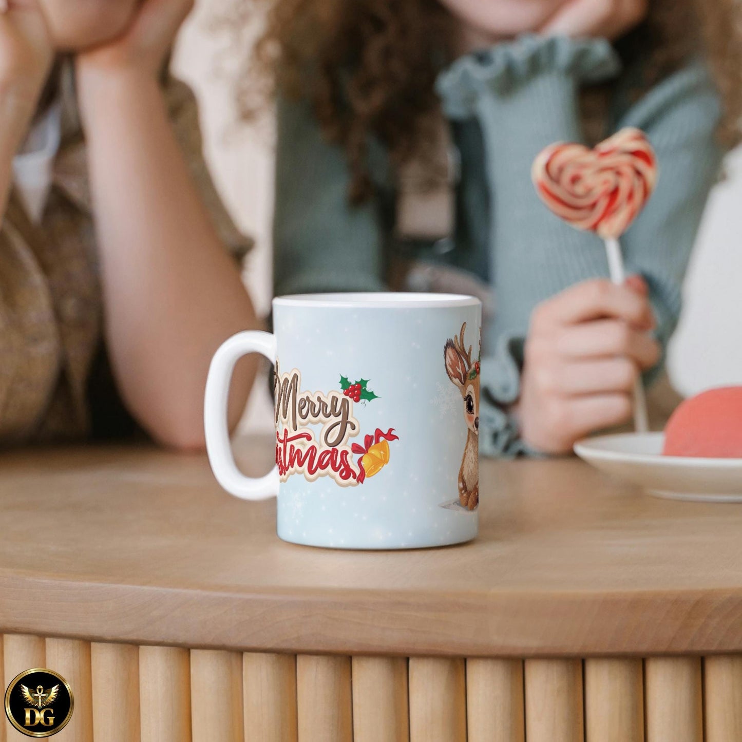 Merry Christmas Reindeer Mug | Holiday Ceramic Coffee Cup