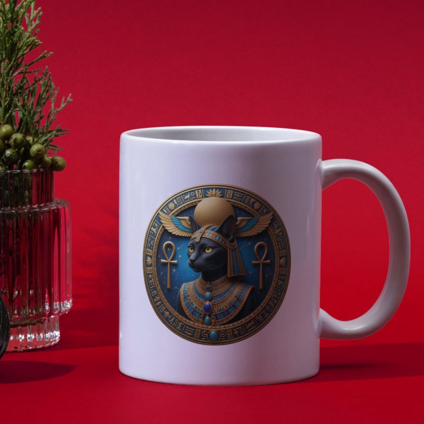 Bastet Mug, Egyptian Goddess Bastet Coffee Mug, Cat Goddess Cup, Ancient Egypt Gift, Witchy Pagan Altar Decor, 11oz 15oz Ceramic Mug