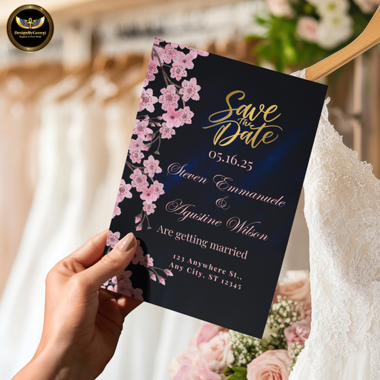 Navy & Blush Velvet Luxury Wedding Invitation Template, Editable Canva Wedding Suite, Elegant Navy Blue Blush Pink Rose Invite