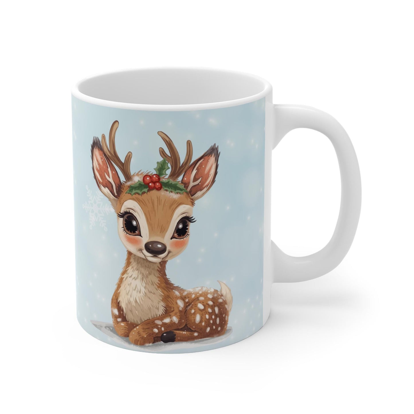 Merry Christmas Reindeer Mug | Holiday Ceramic Coffee Cup