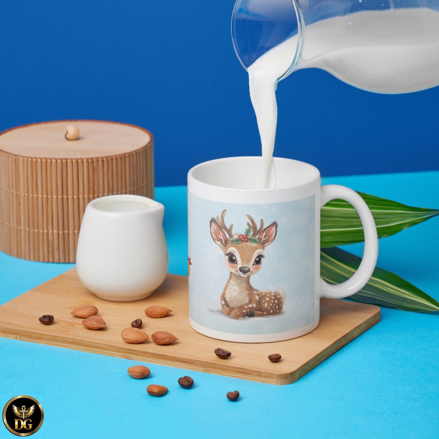 Merry Christmas Reindeer Mug | Holiday Ceramic Coffee Cup