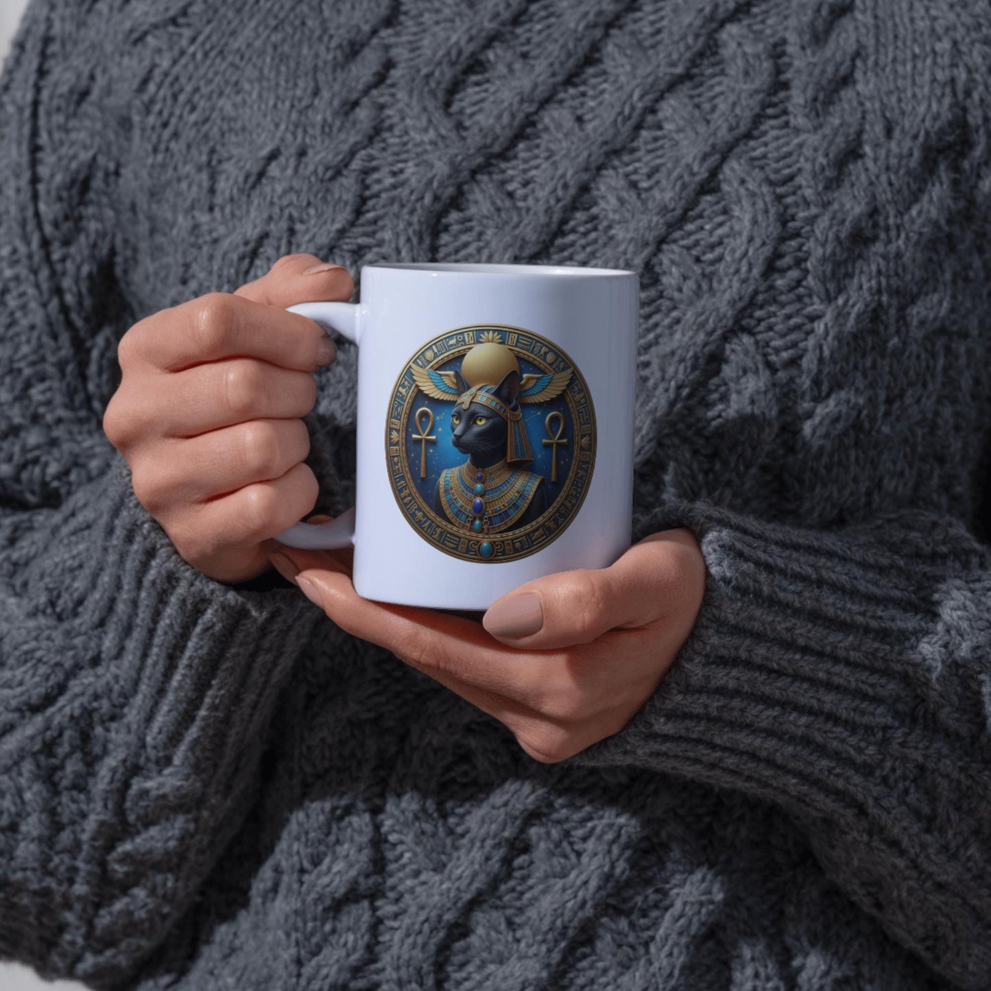 Bastet Mug, Egyptian Goddess Bastet Coffee Mug, Cat Goddess Cup, Ancient Egypt Gift, Witchy Pagan Altar Decor, 11oz 15oz Ceramic Mug