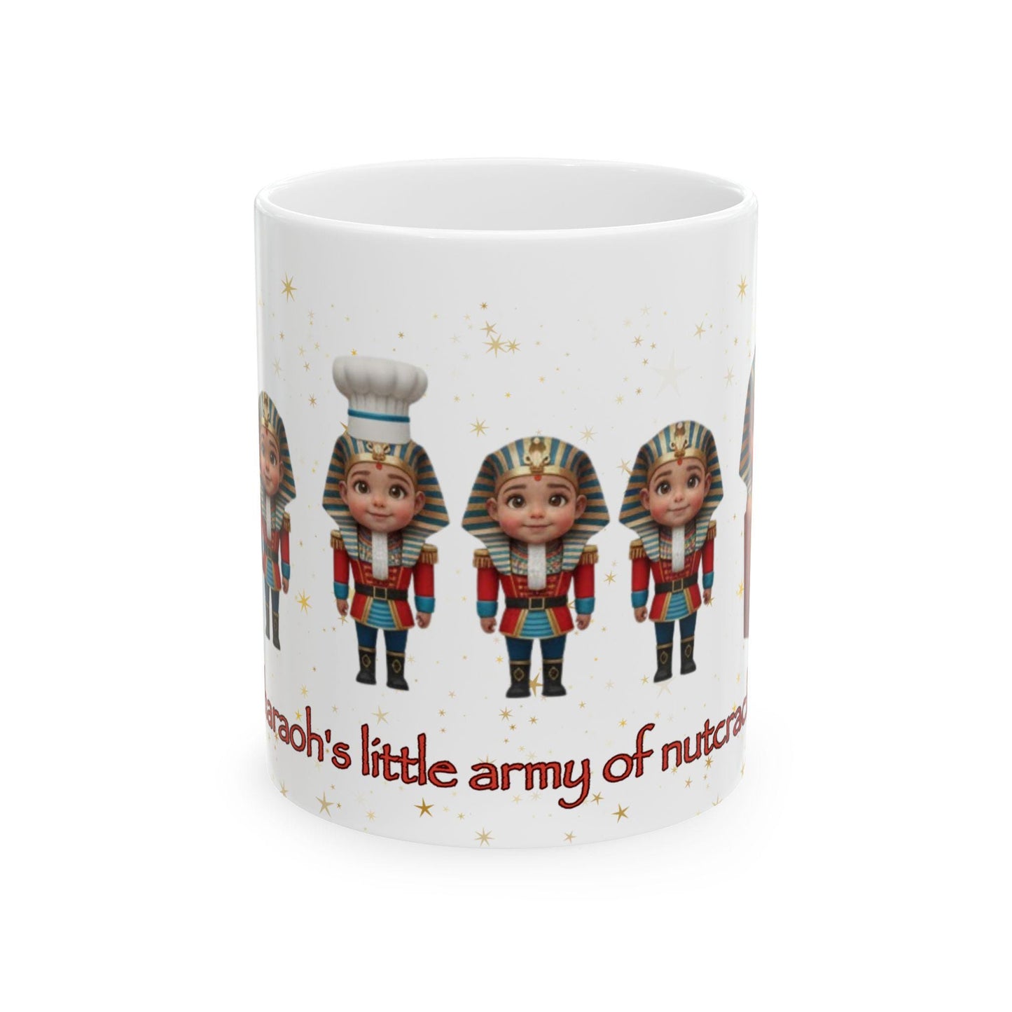 Pharaoh's Little Army of Nutcrackers Elf Row mug | Christmas nutcracker characters, holiday cocoa mug