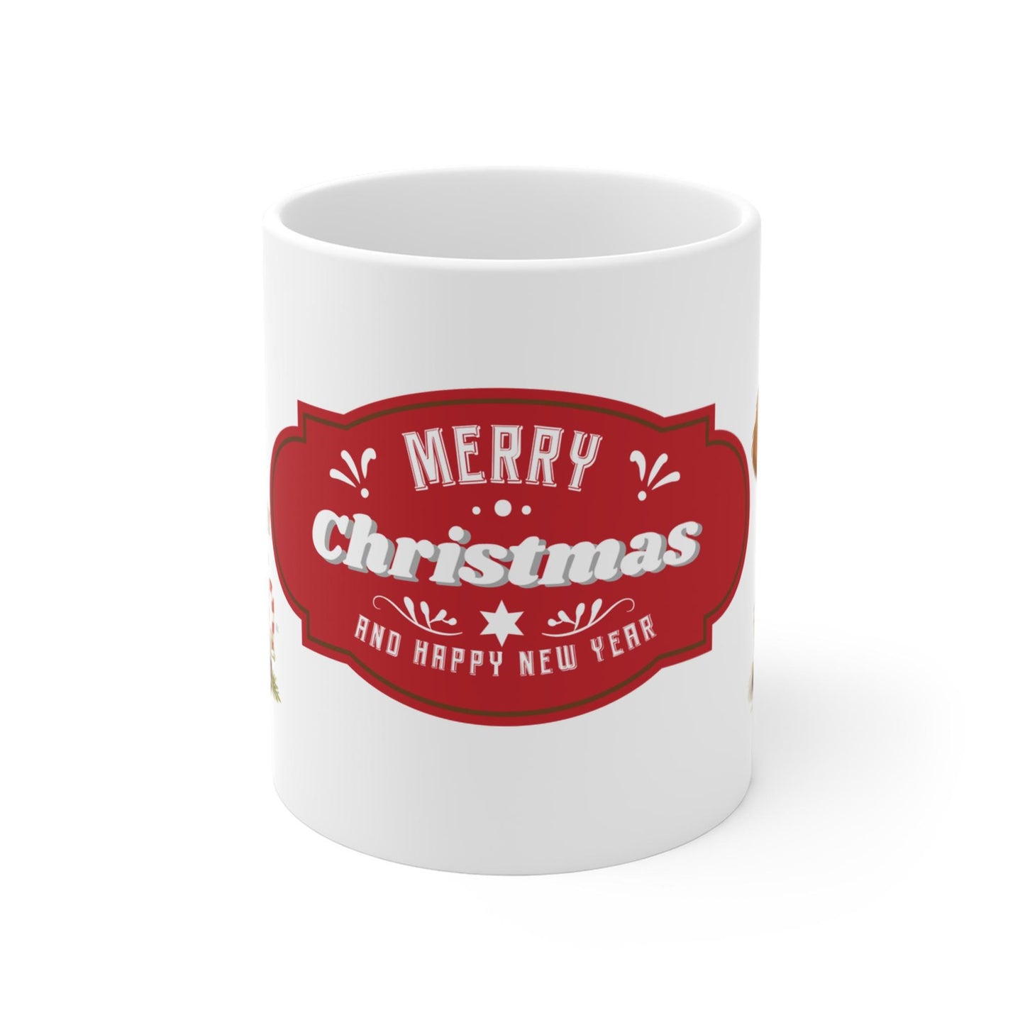Cute Puppy in Santa Hat Mug | Merry Christmas Holiday Coffee Cup
