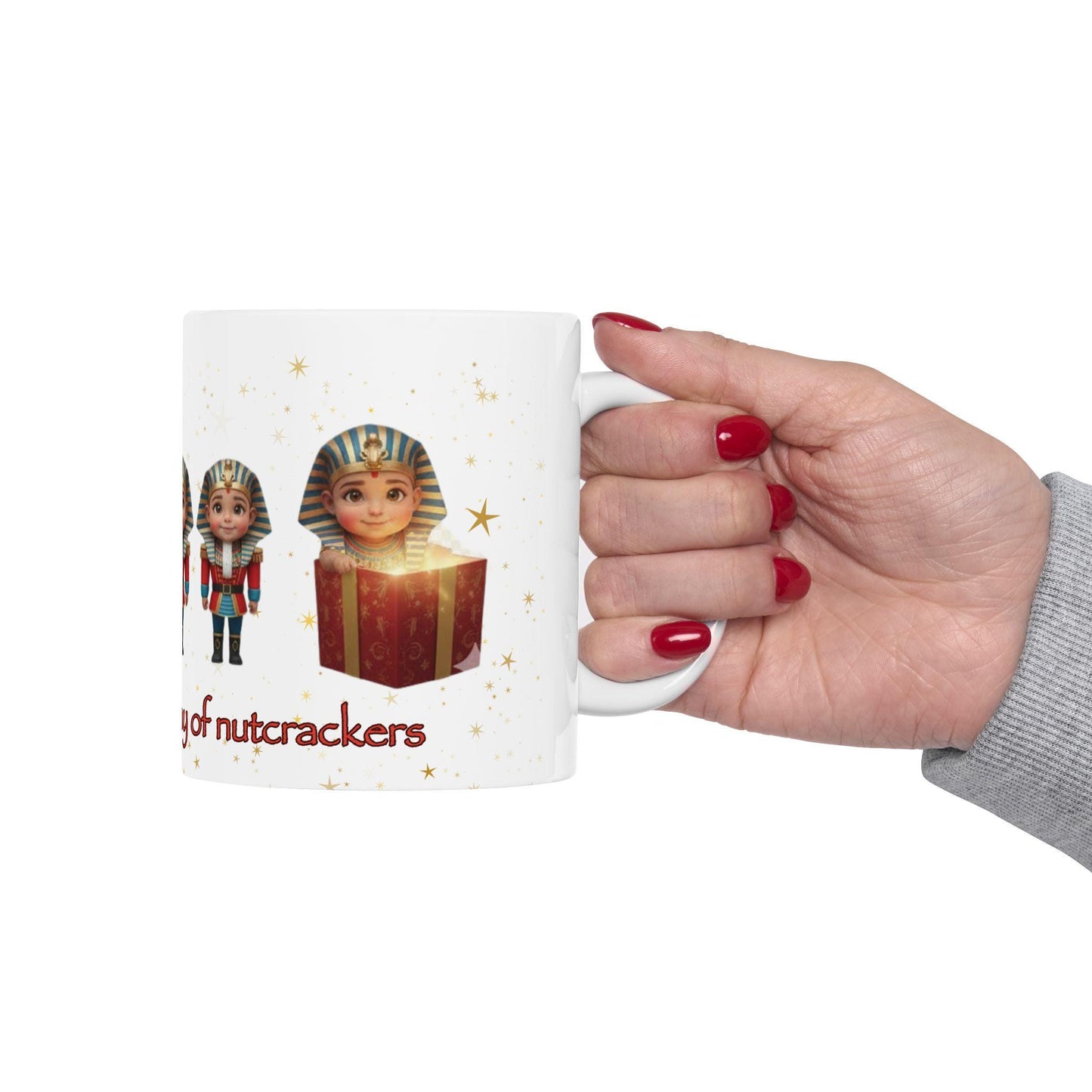 Pharaoh's Little Army of Nutcrackers Elf Row mug | Christmas nutcracker characters, holiday cocoa mug