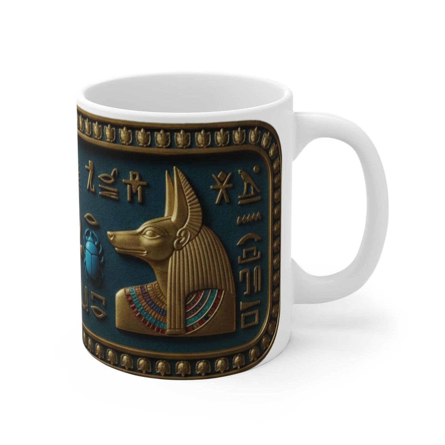 Egyptian Hieroglyphs Ankh Eye Mug | Ancient Egypt Scarab Symbols