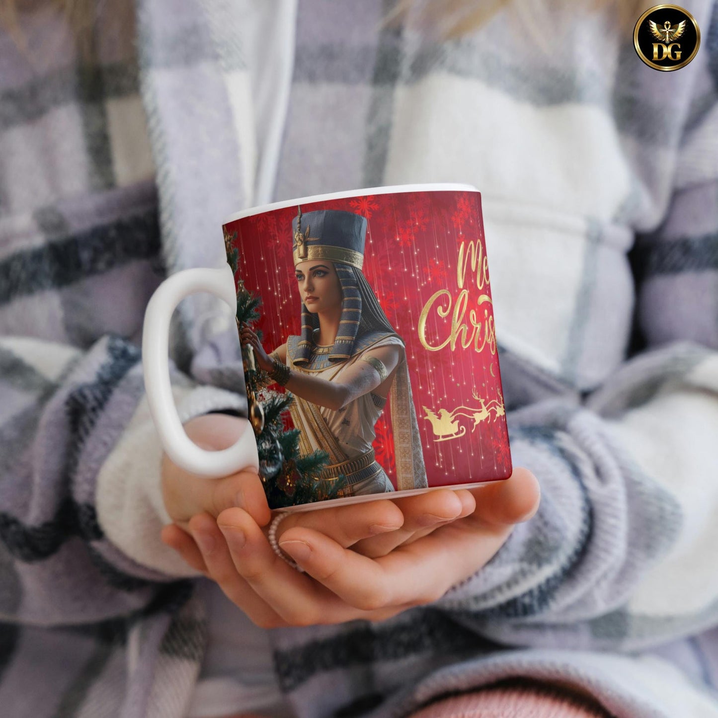 Egyptian Pharaoh Christmas Mug Unique Egyptian Christmas Coffee Cup Merry Christmas GiftMerry Christmas Tree Mug Accent Coffee Mug (11/15oz)