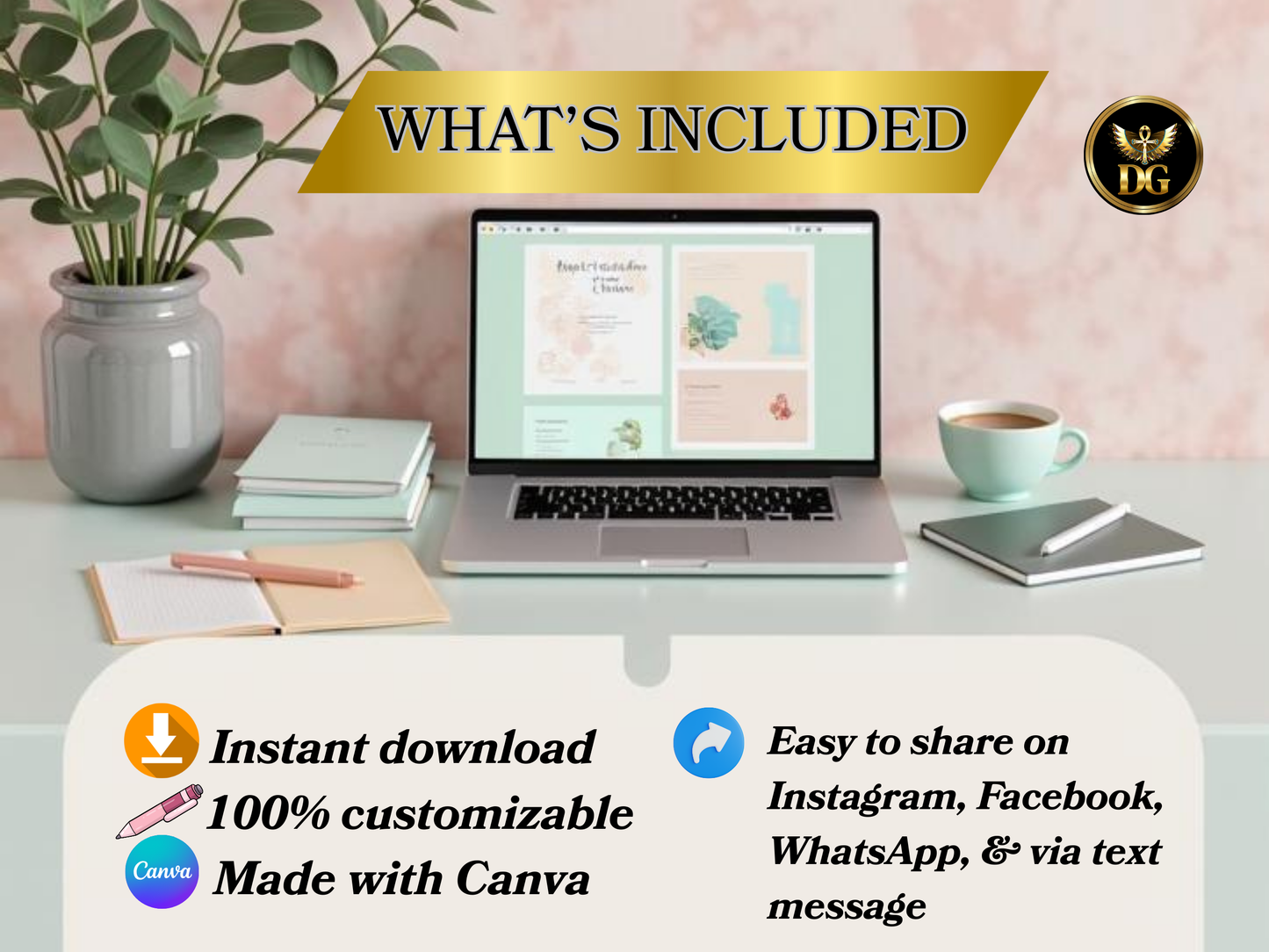 Dusty Rose Bridal Shower Invitation: Cherry Blossom, Navy Digital Template Printable Invitation Template Editable Canva Instant Download