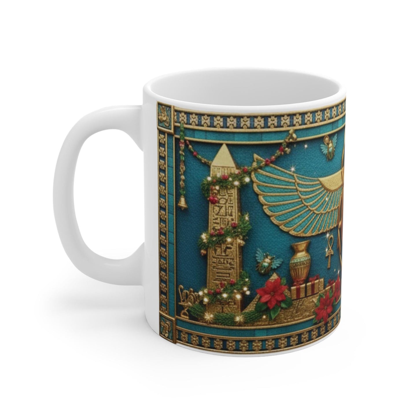 Egyptian Scarab Christmas Mug | Holiday Scarab Beetle Coffee Cup