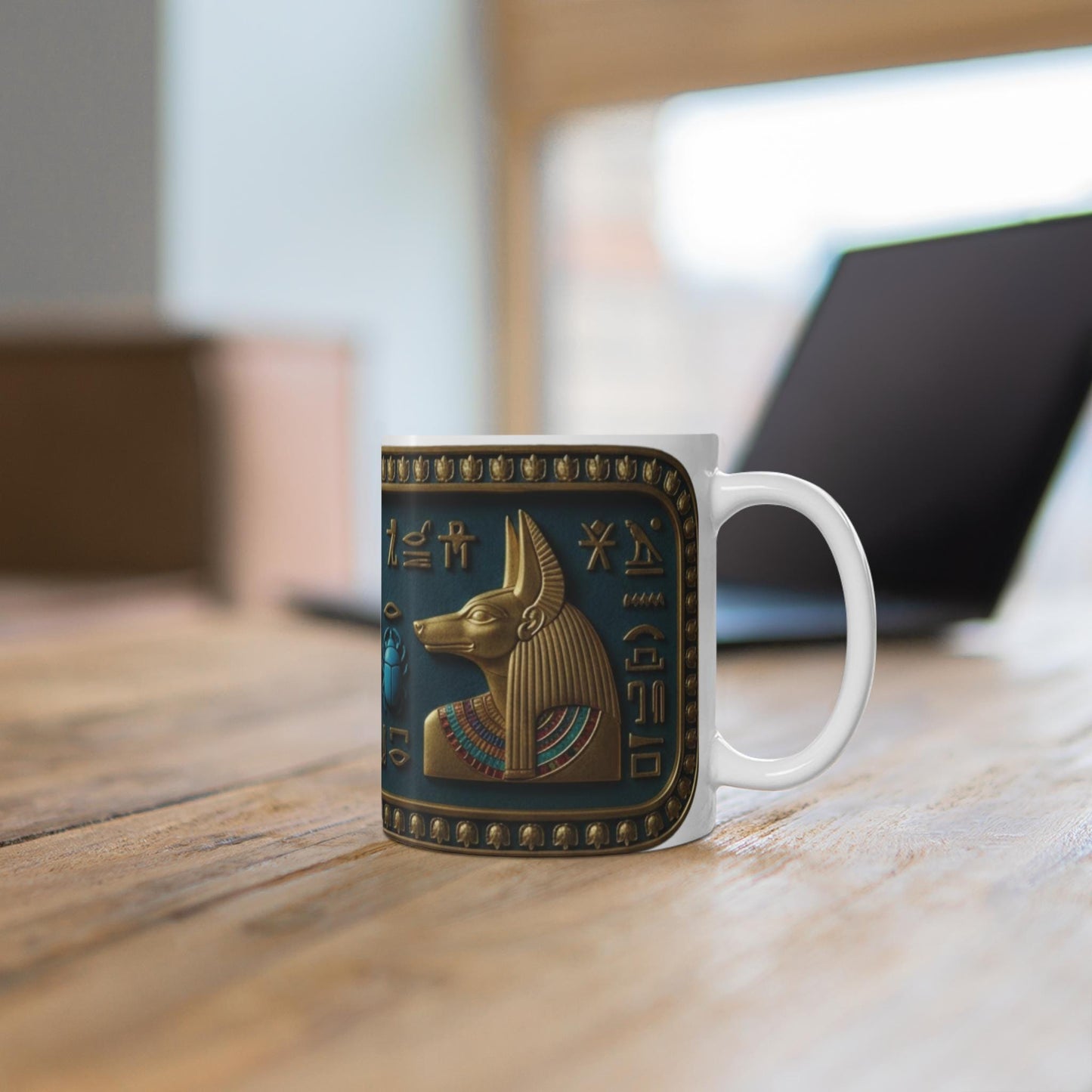 Egyptian Hieroglyphs Ankh Eye Mug | Ancient Egypt Scarab Symbols