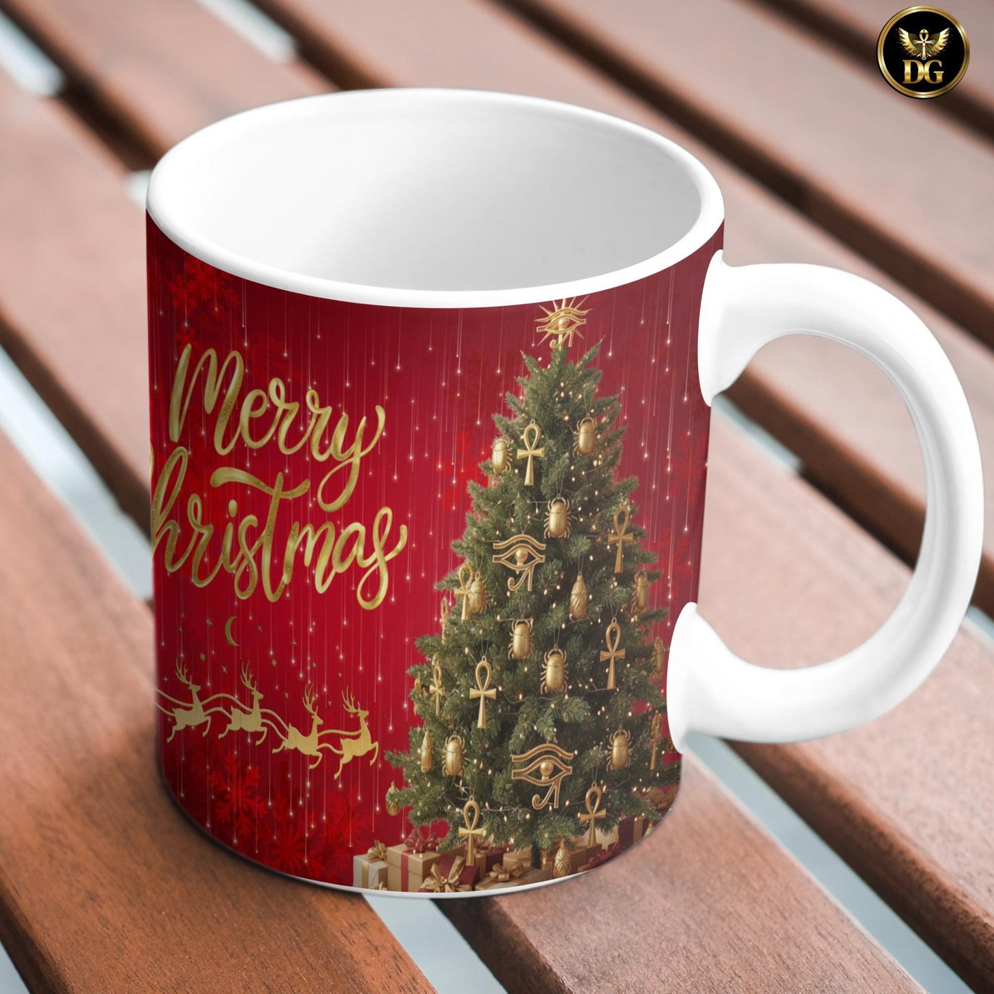 Egyptian Pharaoh Christmas Mug Unique Egyptian Christmas Coffee Cup Merry Christmas GiftMerry Christmas Tree Mug Accent Coffee Mug (11/15oz)