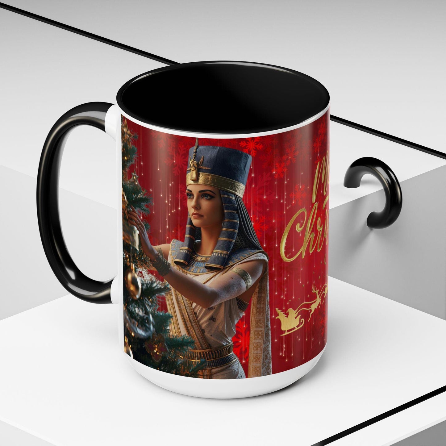 Egyptian Pharaoh Christmas Mug Unique Egyptian Christmas Coffee Cup Merry Christmas GiftMerry Christmas Tree Mug Accent Coffee Mug (11/15oz)