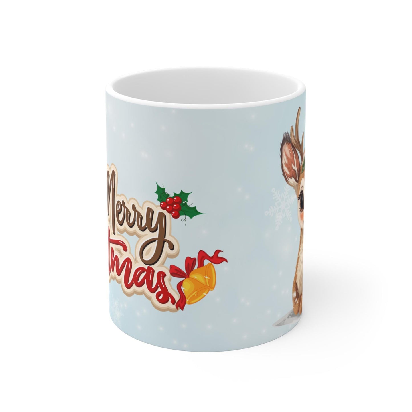 Merry Christmas Reindeer Mug | Holiday Ceramic Coffee Cup