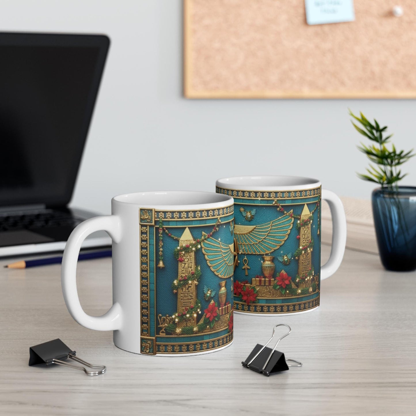 Egyptian Scarab Christmas Mug | Holiday Scarab Beetle Coffee Cup