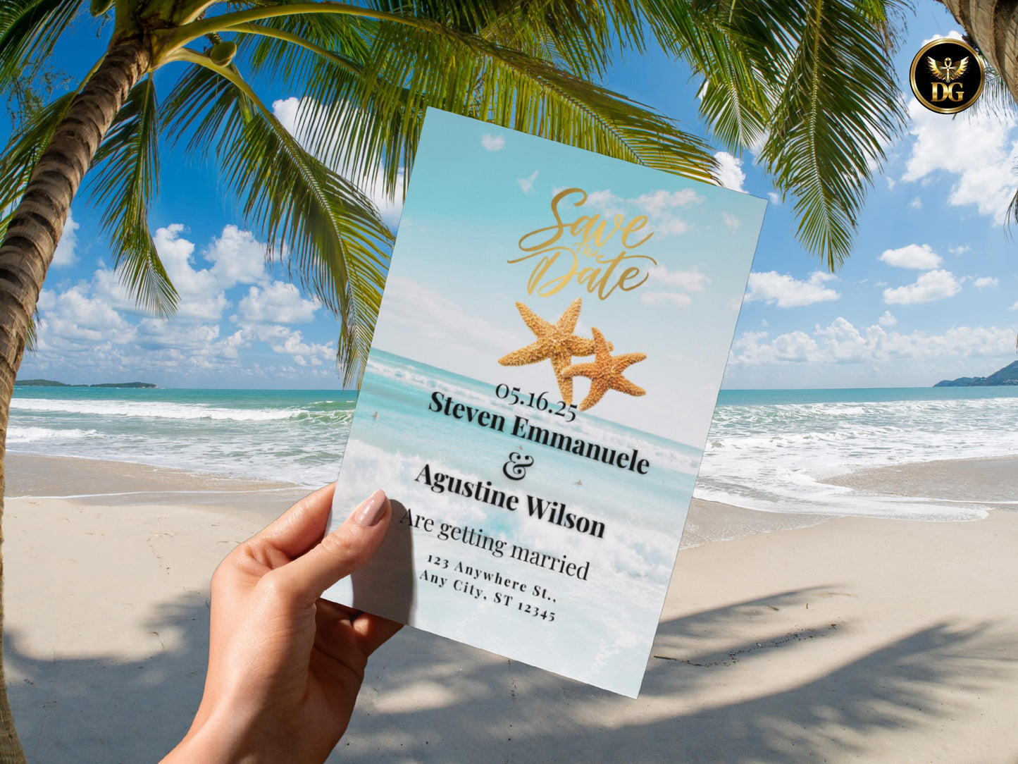 Starfish Beach Wedding Invitation Suite: Editable Ocean Invite (Digital Download Canva Template) Printable Invitation Template Editable