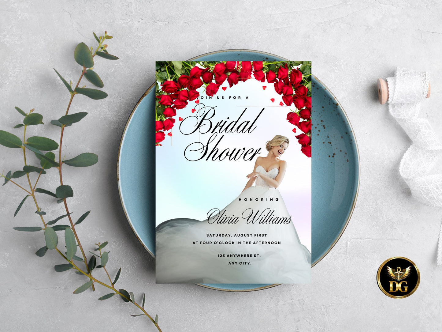 Rose Floral Bridal Shower Invitation | Editable & Printable Template | Instant Digital Download Printable Invitation Template Editable Canva