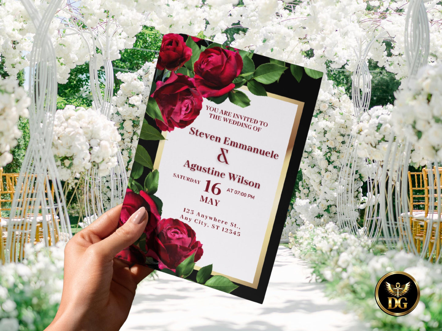 Elegant Rose Wedding Invitation Suite  Editable Canva Template | Save the Date, RSVP & More (Digital Download) Printable Invitation Template