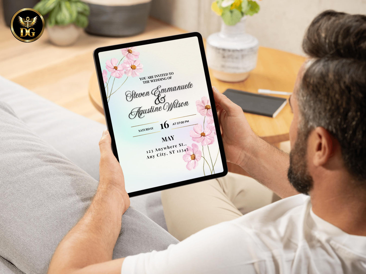 Elegant Cherry Blossom Wedding Invitation Suite: Pink Floral (Digital Download)Printable Invitation Template Editable Canva Instant Download