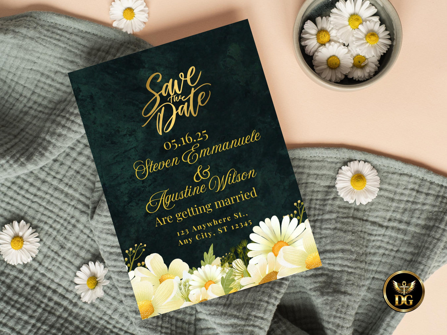 Emerald Velvet Floral Wedding Invitation Suite (Digital Download) Printable Invitation Template Editable Canva Instant Download