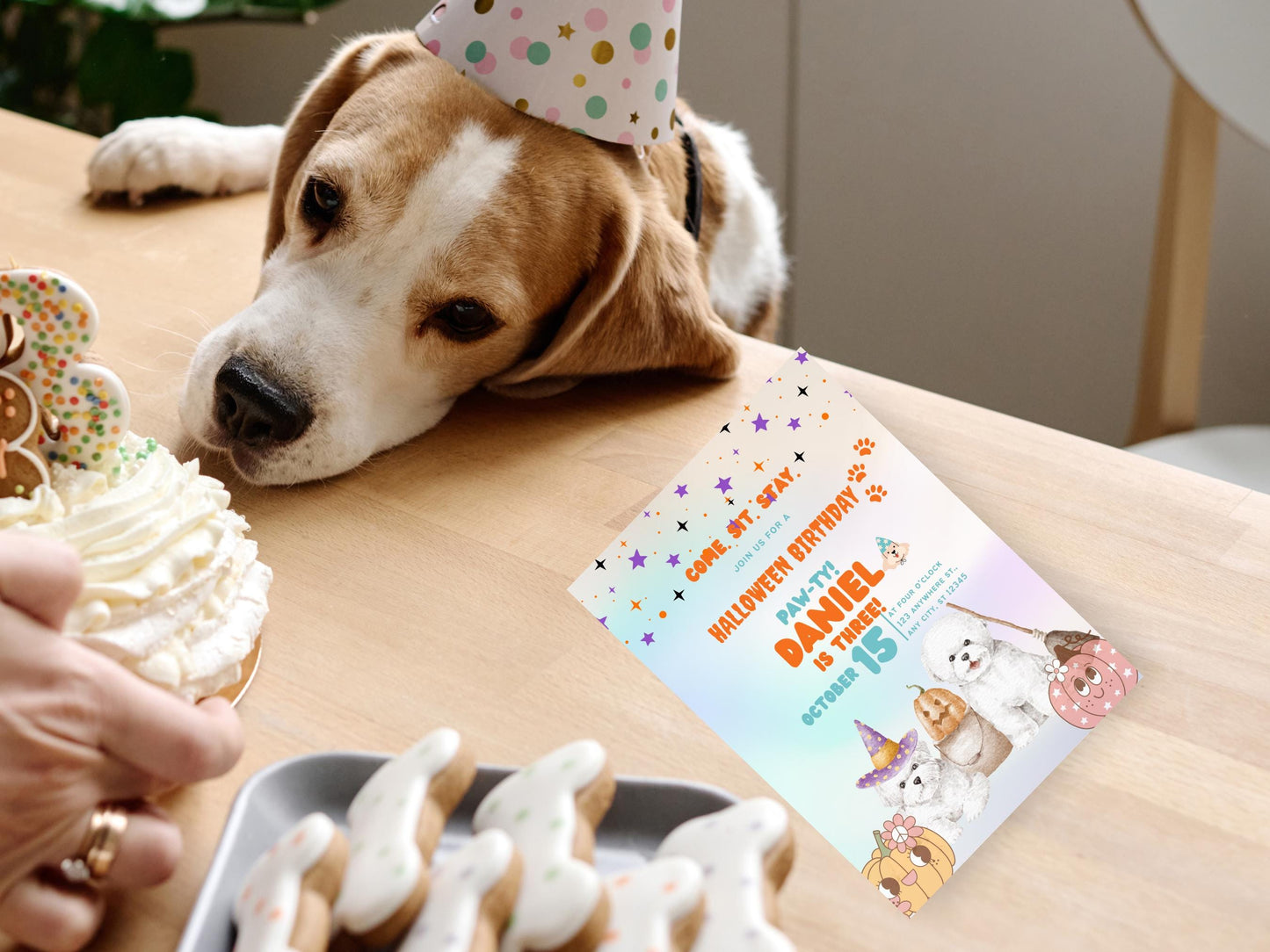 Halloween Dog Birthday Invitation: Customizable Paw-ty Digital Printable Printable Invitation Template Editable Canva Instant Download