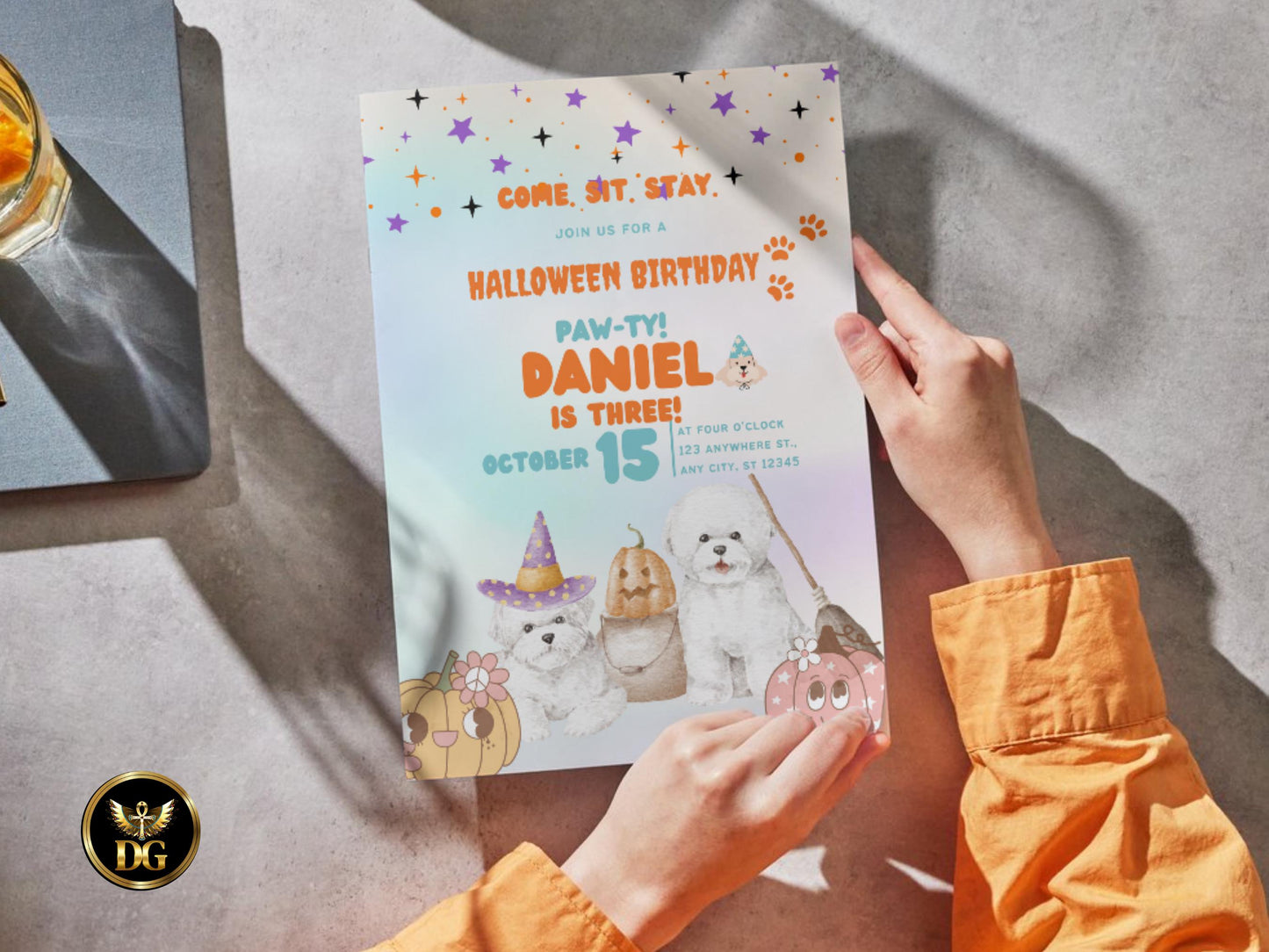 Halloween Dog Birthday Invitation: Customizable Paw-ty Digital Printable Printable Invitation Template Editable Canva Instant Download