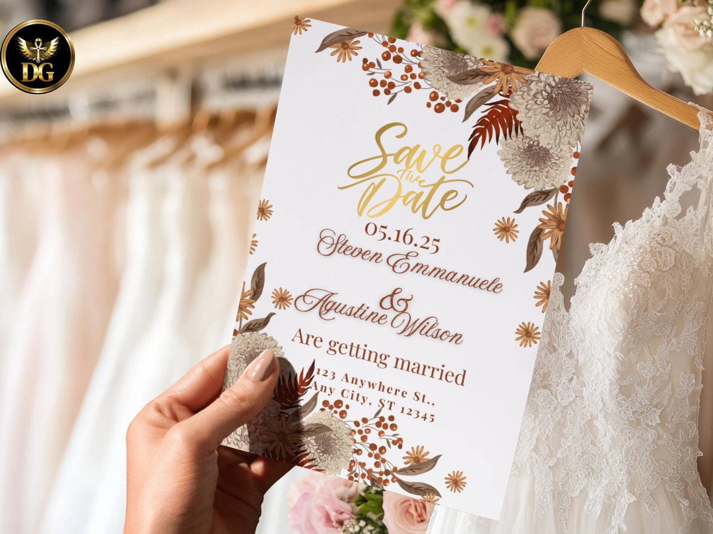 Autumn Boho Wedding Invitation Suite Editable Printable Save the Date, Invite, Menu, RSVP - Digital Download Printable Template Editable