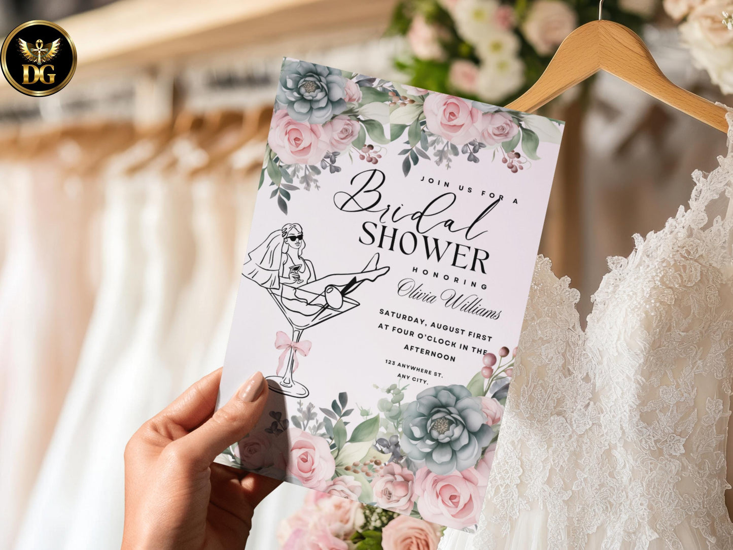 Elegant Floral Bridal Shower Invitation: Editable Template (Digital Download) Printable Invitation Template Editable Canva Instant Download