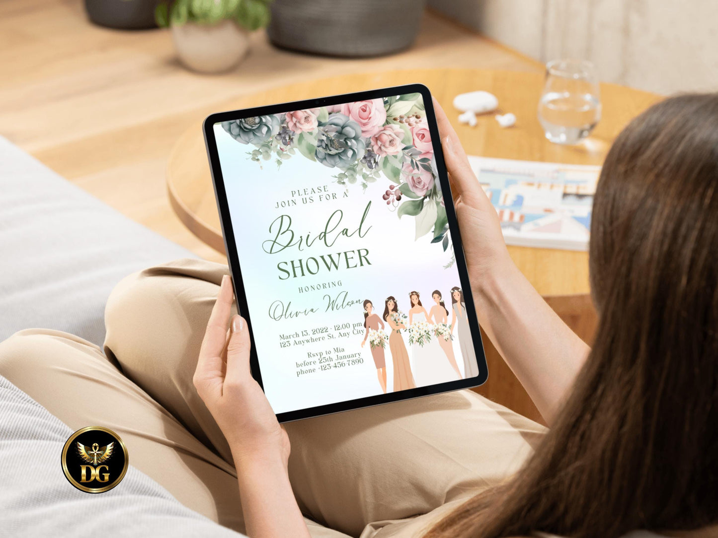 Floral Watercolor Bridal Shower Invitation Template (Digital Download) Printable Invitation Template Editable Canva Instant Download