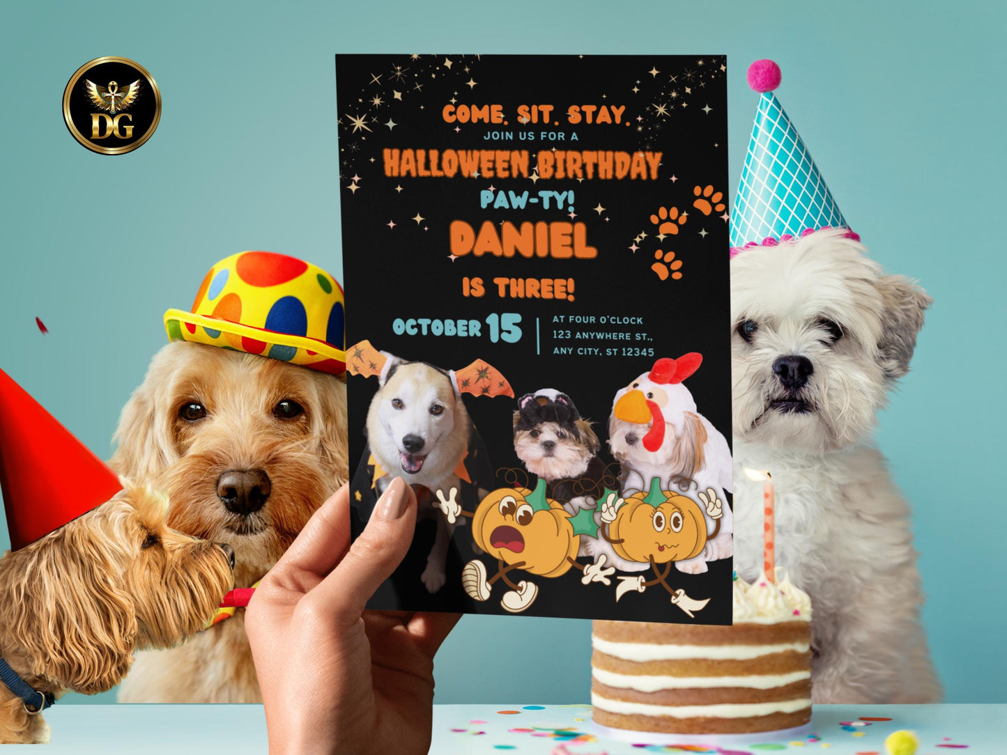 Halloween Dog Birthday Paw-ty Invitation: Editable Costume Pet Party (Digital Download)