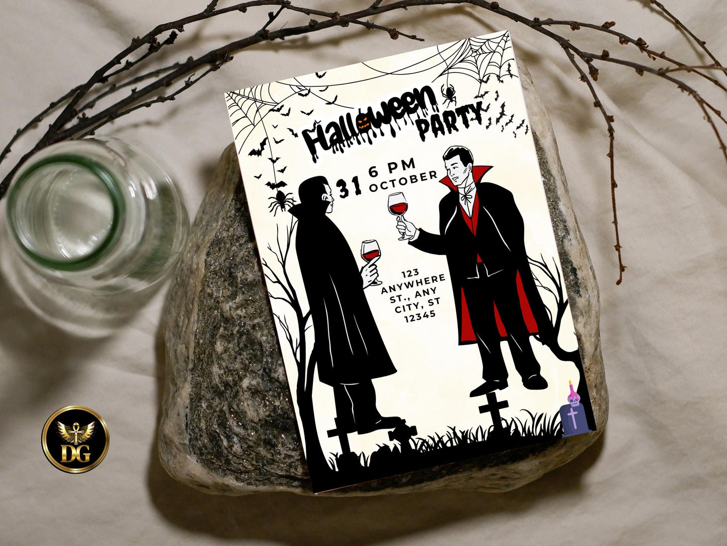 Vampire Wine Toast Halloween Party Invitation: Editable Template (Digital Download)