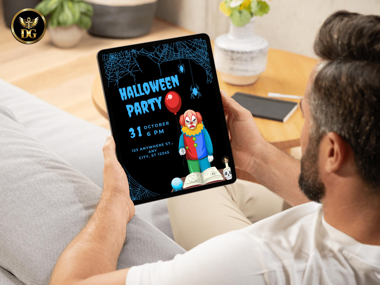Scary Clown Halloween Party Invitation: Spooky Horror Theme (Digital) Printable Invitation Template Editable Canva Instant Download