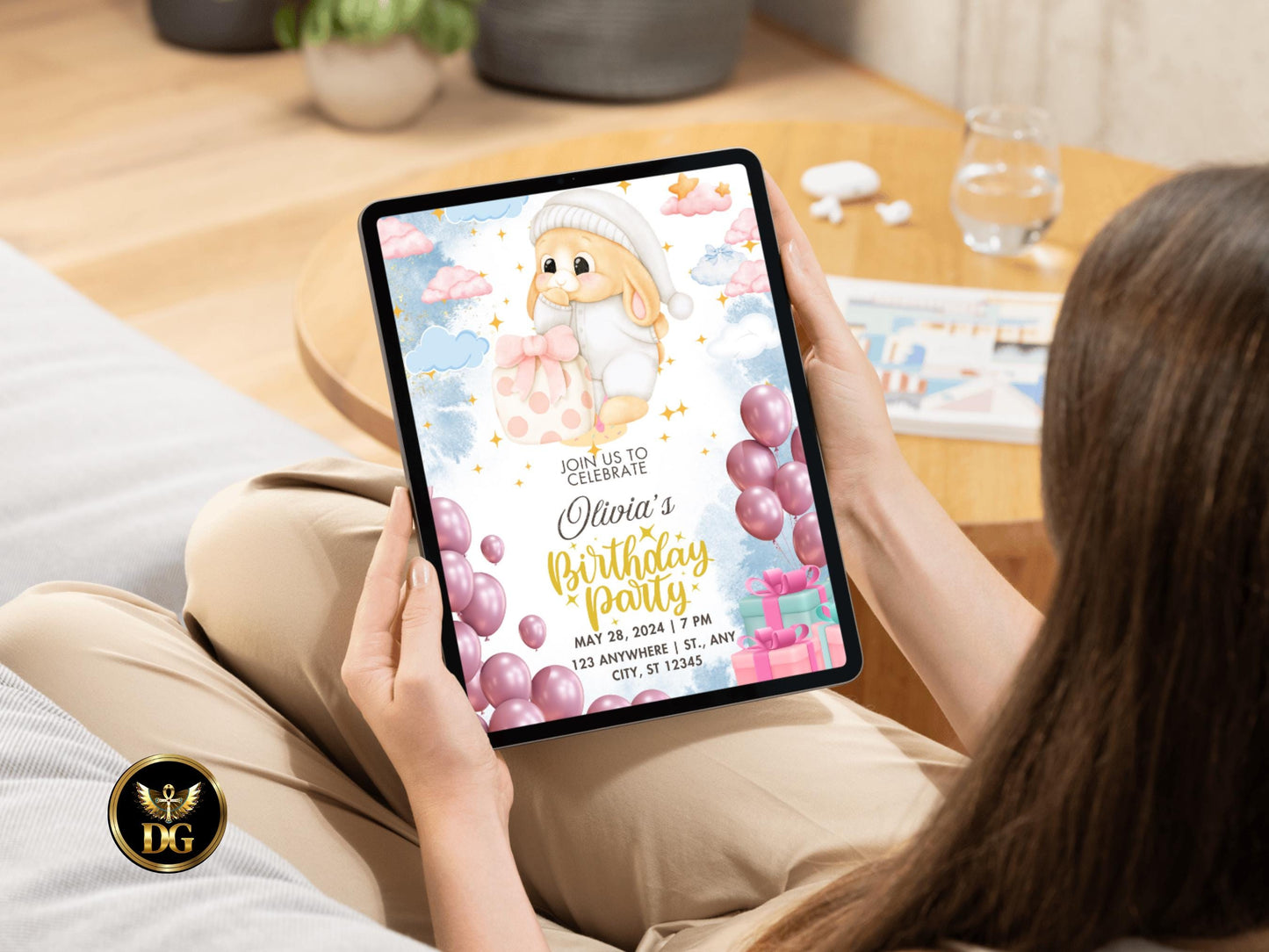 Cute Baby First Birthday Invitation - Editable Printable Template - Pastel Digital Download Printable Invitation Template Editable Canva