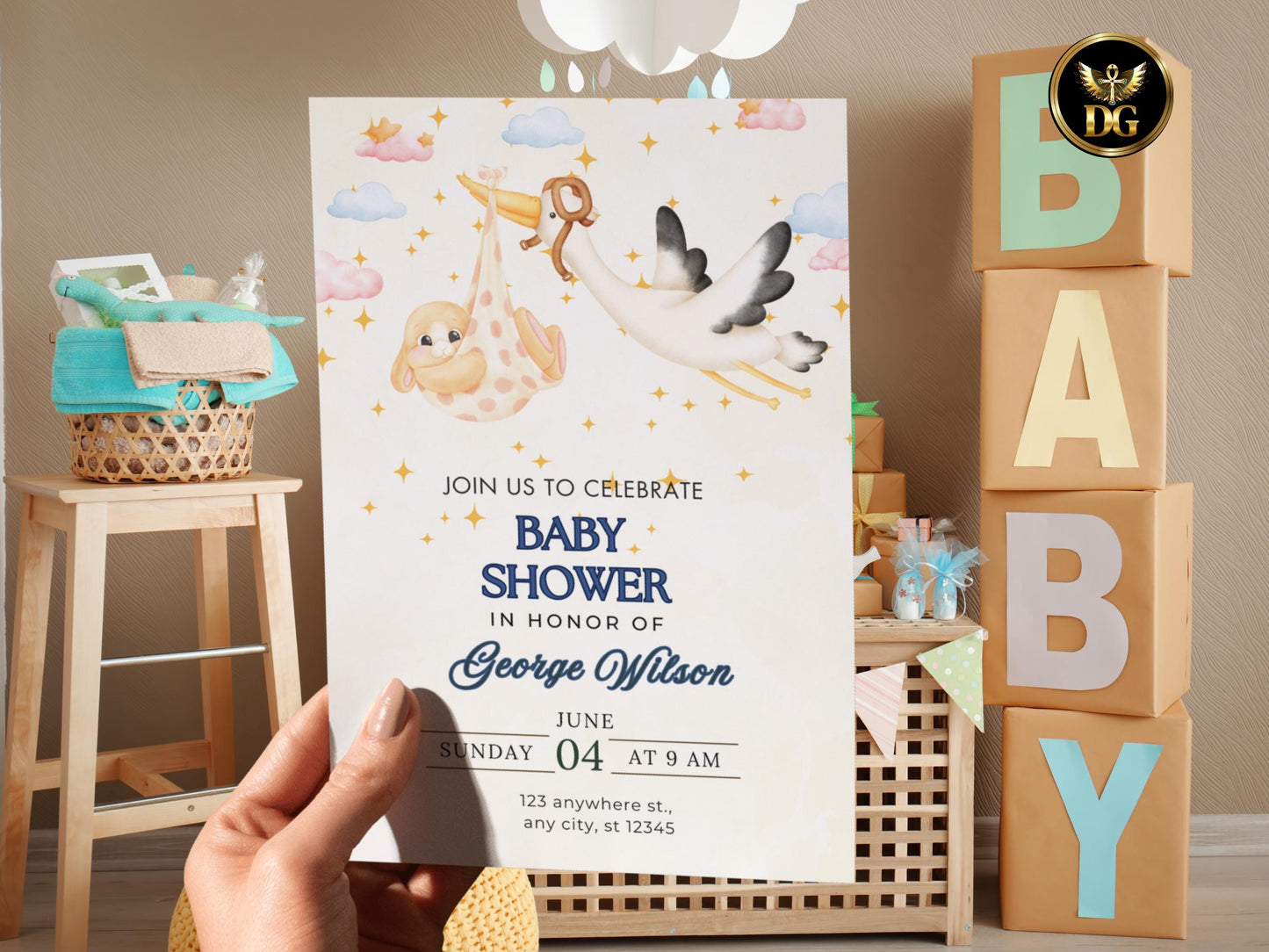 Baby Shower Invitation Diaper Raffle & Books for Baby Cards Cute Gender Neutral Set Printable Invitation Template Editable Instant Download