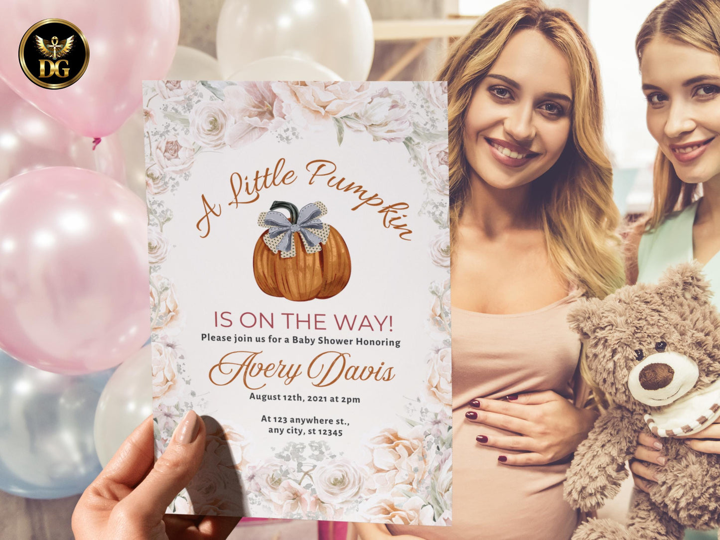 Pumpkin Baby Shower Invitation Set Fall Baby Shower Suite Diaper Raffle Book Cards Printable Invitation Template Editable Instant Download
