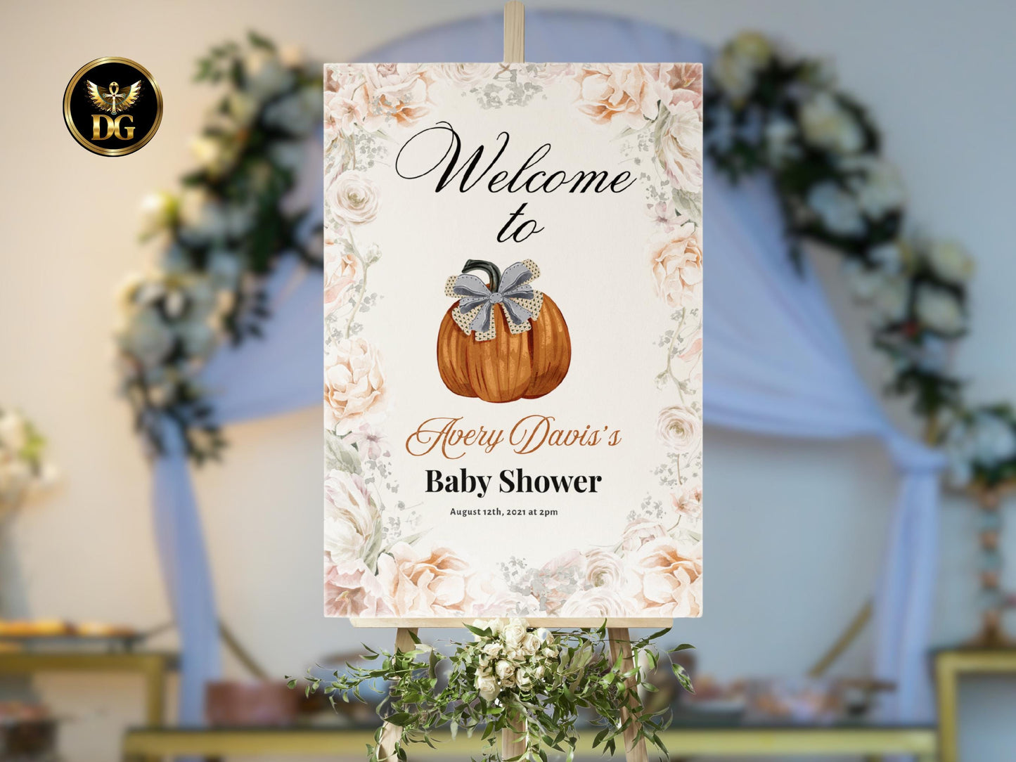 Pumpkin Baby Shower Welcome Sign | A Little Pumpkin is on the Way | Matching Baby Shower Set | Editable Fall Sign | 3 Sizes