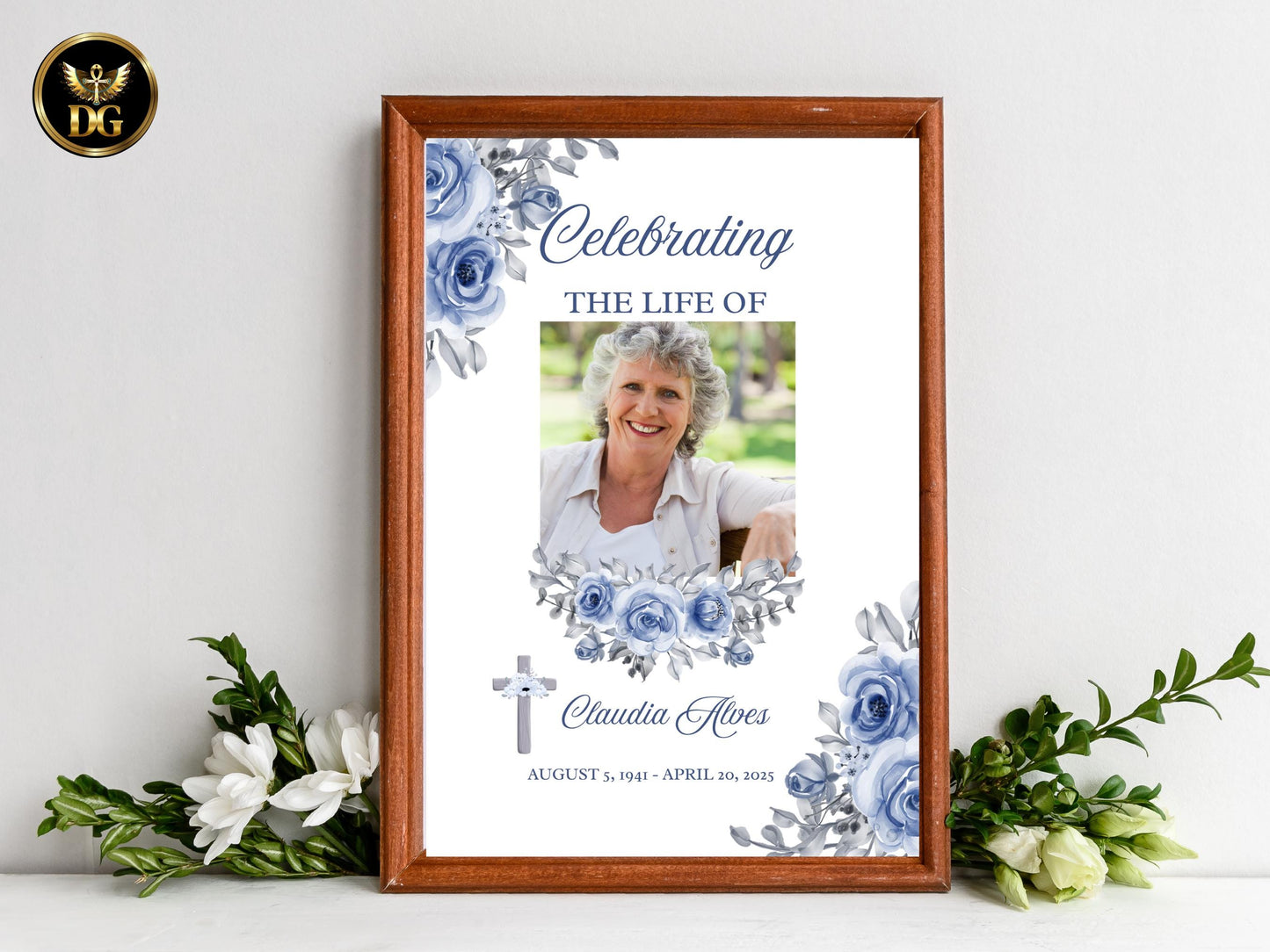 Floral Funeral Welcome Sign: Celebration of Life Memorial Poster (Editable Template)